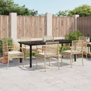 spisebordssæt til haven 7 dele med hynder polyrattan beige