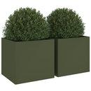 plantekasser 2 stk. 49x47x46 cm stål olivengrøn
