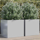 plantekasser 2 stk. 49x47x46 cm galvaniseret stål sølvfarvet