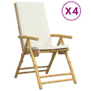 positionsstole 4 stk. foldbare cremehvide hynder bambus