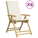 positionsstole 6 stk. foldbare cremehvide hynder bambus