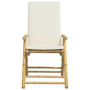 bistrostole 3 stk. foldbare med cremehvide hynder bambus