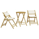 bistrostole 3 stk. foldbare med cremehvide hynder bambus