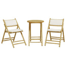 bistrostole 3 stk. foldbare med cremehvide hynder bambus