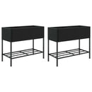 plantekasser 2 stk. med hylde 90x40x75 cm polyrattan sort