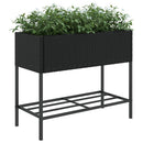 plantekasser 2 stk. med hylde 90x40x75 cm polyrattan sort