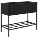 plantekasser 2 stk. med hylde 90x40x75 cm polyrattan sort