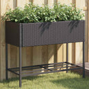 plantekasser 2 stk. med hylde 90x40x75 cm polyrattan sort