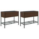 plantekasser 2 stk. med hylde 90x40x75 cm polyrattan brun