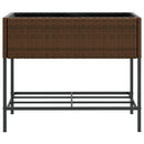 plantekasser 2 stk. med hylde 90x40x75 cm polyrattan brun