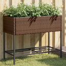 plantekasser 2 stk. med hylde 90x40x75 cm polyrattan brun