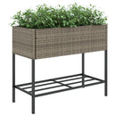 plantekasser 2 stk. med hylde 90x40x75 cm polyrattan grå