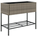 plantekasser 2 stk. med hylde 90x40x75 cm polyrattan grå