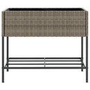 plantekasser 2 stk. med hylde 90x40x75 cm polyrattan grå