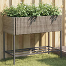 plantekasser 2 stk. med hylde 90x40x75 cm polyrattan grå