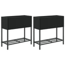 plantekasser 2 stk. med hylde 70x28x70 cm polyrattan sort