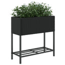 plantekasser 2 stk. med hylde 70x28x70 cm polyrattan sort