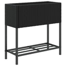 plantekasser 2 stk. med hylde 70x28x70 cm polyrattan sort