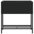 plantekasser 2 stk. med hylde 70x28x70 cm polyrattan sort