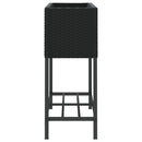 plantekasser 2 stk. med hylde 70x28x70 cm polyrattan sort