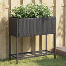 plantekasser 2 stk. med hylde 70x28x70 cm polyrattan sort