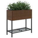plantekasser 2 stk. med hylde 70x28x70 cm polyrattan brun