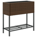 plantekasser 2 stk. med hylde 70x28x70 cm polyrattan brun