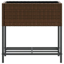 plantekasser 2 stk. med hylde 70x28x70 cm polyrattan brun