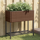 plantekasser 2 stk. med hylde 70x28x70 cm polyrattan brun