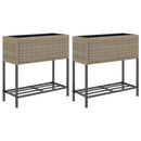 plantekasser 2 stk. med hylde 70x28x70 cm polyrattan grå