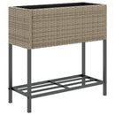 plantekasser 2 stk. med hylde 70x28x70 cm polyrattan grå