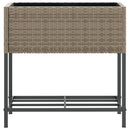 plantekasser 2 stk. med hylde 70x28x70 cm polyrattan grå