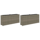 plantekasser 2 stk. med 2 potter 90x20x40 cm polyrattan grå