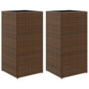 plantekasser 2 stk. 40x40x80 cm polyrattan brun