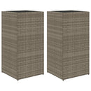 plantekasser 2 stk. 40x40x80 cm polyrattan grå