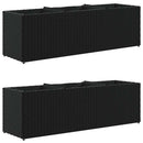 plantekasser 2 stk. med 3 potter 105x30x32 cm polyrattan sort
