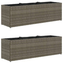 plantekasser 2 stk. med 3 potter 105x30x32 cm polyrattan grå