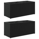 plantekasser 2 stk. med 2 potter 72x30x32 cm polyrattan sort
