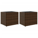 plantekasser 2 stk. 36x30x32 cm polyrattan brun