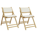 foldbare bistrostole 2 stk. med cremefarvede hynder bambus