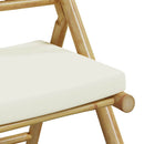 foldbare bistrostole 2 stk. med cremefarvede hynder bambus