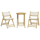 bistrostole 3 stk. foldbare med cremehvide hynder bambus