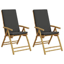 positionsstole 2 stk. med hynder foldbar bambus