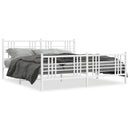 sengeramme med sengegavl og fodgærde 193x203 cm metal hvid