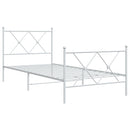 sengeramme med sengegavl og fodgærde 90x190 cm metal hvid