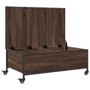 sofabord med hjul 91x55x34 cm konstrueret træ brunt egetræ
