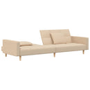 2-personers sovesofa med 2 puder stof cremefarvet