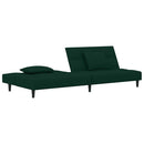 2-personers sovesofa med 2 puder fløjl mørkegrøn