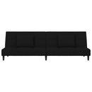 2-personers sovesofa med 2 puder fløjl sort