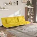 2-personers sovesofa med 2 puder fløjl gul